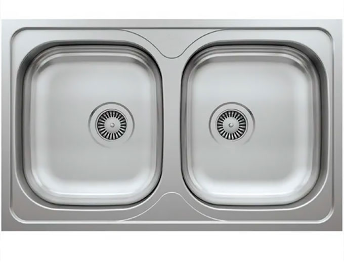 Мойка нержавейка врезная 440 × 780 мм двойная 0.6 мм MAY