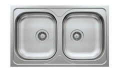 Мойка нержавейка врезная 500 × 800 мм двойная 0.8 мм MAY