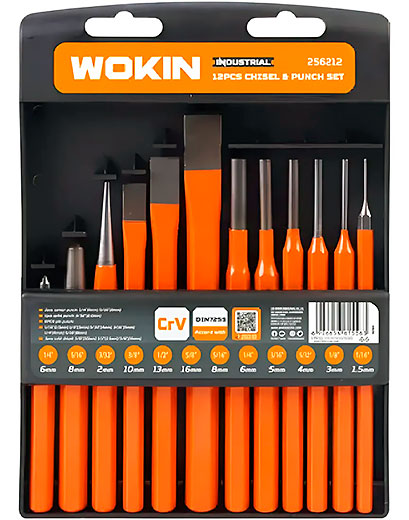 Набор зубил кернеров и выколоток 12 шт 256212 WOKIN