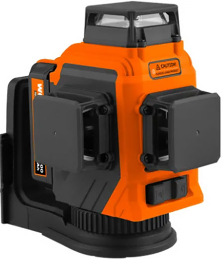 Уровень лазерный професиональный 3 лазерных головок 360° зеленый луч 507712 WOKIN