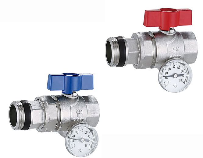 Кран шаровой прямой с термометром для коллектора 1 XF83272X valveTTi