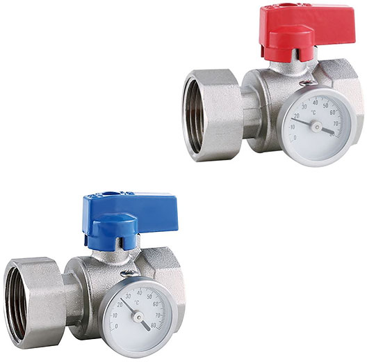 Кран шаровой прямой с термометром для коллектора 1 XF83512K valveTTi