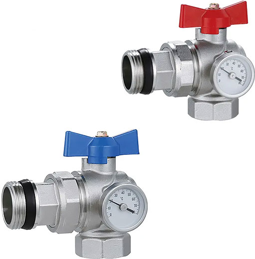 Кран угловой с термометром для коллектора 1 XF83271 valveTTi