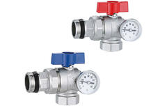 Кран угловой с термометром для коллектора 1 XF83273 valveTTi