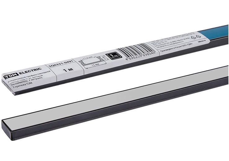 Профиль алюминиевый накладной черный 1506 матовый рассеиватель TDM