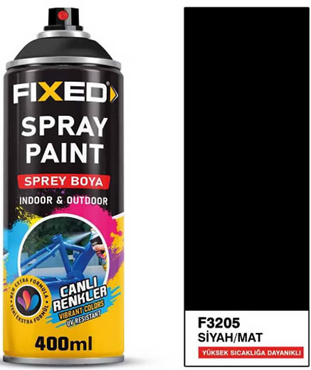 Спрей высокотемпературный черный матовый RAL-9005 400 мл F-3205 FIXED