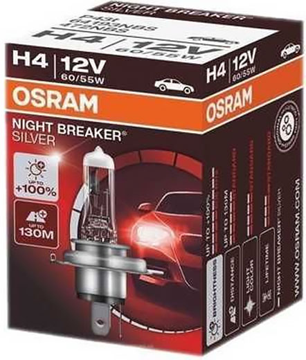 Лампа Night Breaker Silver +100% H4 12V 60/55W P43t OSRAM
