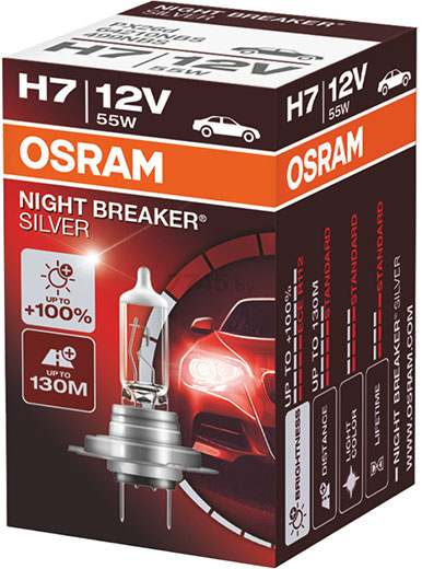 Лампа Night Breaker Silver +100% H7 12V 55W PX26d OSRAM