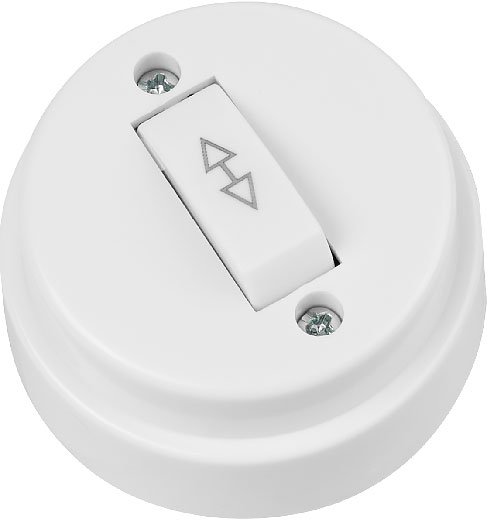 Переключатель на 2 направления 1-кл. открытой установки IP20 10А белый Ретро TDM