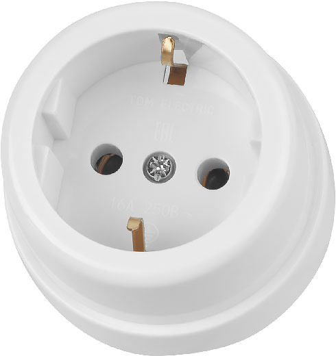 Розетка 2П+З открытой установки IP20 16А белая Ретро TDM