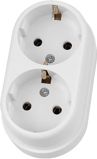 Розетка двойная 2П+3 открытой установки IP20 16А белая Ретро TDM