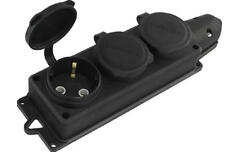 Розетка  трехместная с заглушками каучук 2Р+РЕ 16А 220В IP44 TDM