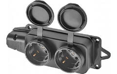 Розетка  двухместная с заглушками каучук 2Р+РЕ 16А 220В IP44 TDM