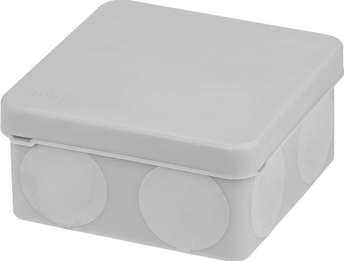 Распаячная коробка двухкомпонентная серая ОП 80х80х40 мм IP66 8 вх.TDM