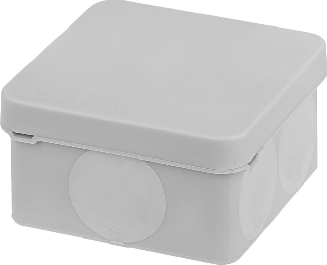 Распаячная коробка двухкомпонентная серая ОП 70х70х40 мм IP66 6 вх. TDM