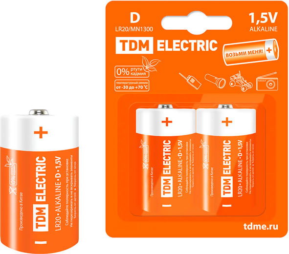 Элемент питания LR20 C Alkaline 1,5V BP-2 TDM