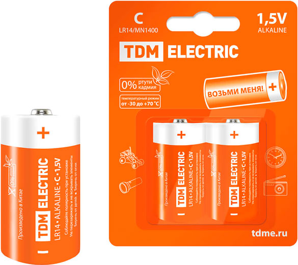 Элемент питания LR14 C Alkaline 1,5V BP-2 TDM