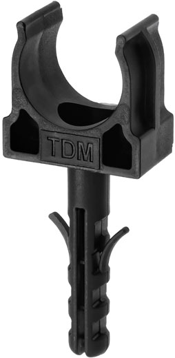 Клипса крепеж для трубы с дюбелем (100 шт.) черная TDM
