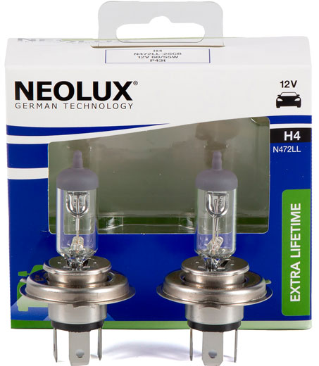 Лампа Blue Light H4 12V 60/55W P43T (пара) NEOLUX