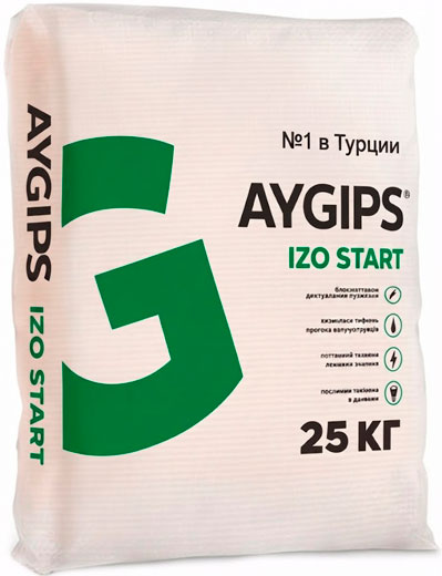 Шпатлевка гипсовая первичная (стартовая) IZO START 25 кг AyGIPS