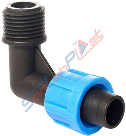 Колено зажимное с наружной резьбой 1/2 для ленты DRIP TAPE
