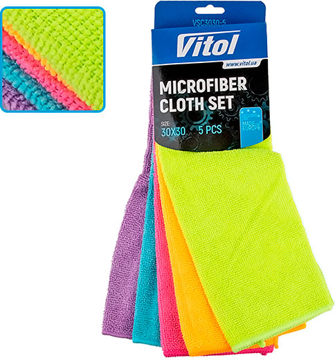 Набор салфеток из микрофибры, 5шт VITOL