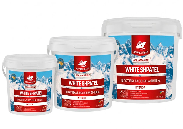 Шпатлевка финишная акриловая белоснежная White SHPATEL 1.5 кг ТМ Корабельная