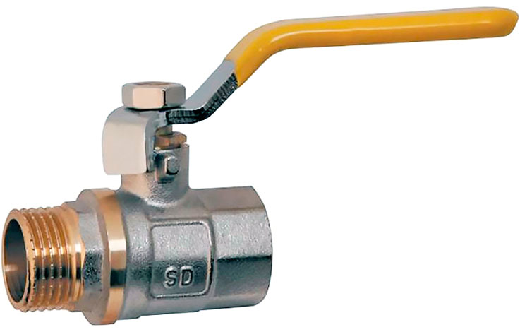 Кран шаровой латунь газ рычаг ВН, SD PLUS