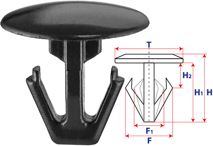 Крепление обшивки, одна шляпка типа якорь 10702