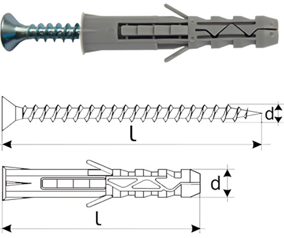 Дюбель трехстороннего распора Wkret-Met с шурупом