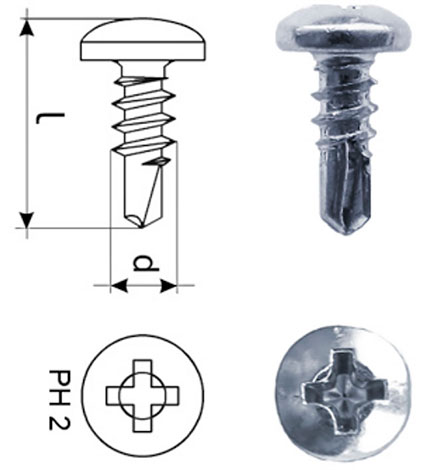 Саморез по металлу с буром 3.5 × 9.5 оцинкованный