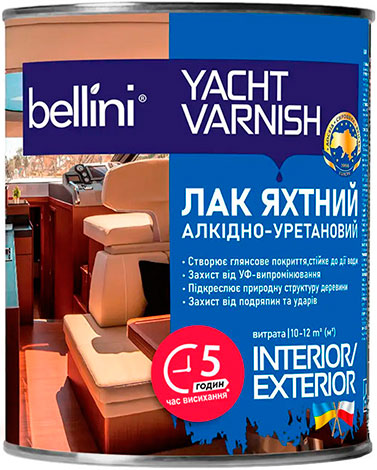 Лак яхтный алкидно-уретановый глянцевый Bellini